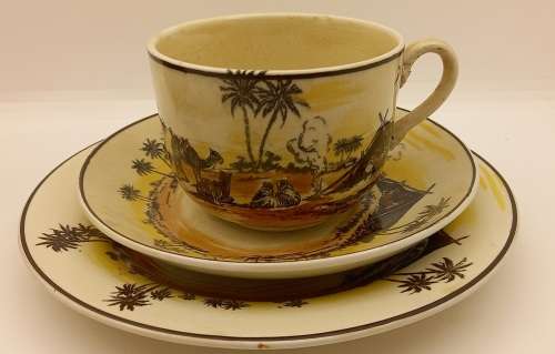 Rare Antique A.J Wilkinson Homeland Series Africa Royal Staffordshire Trio (Cup Damaged)