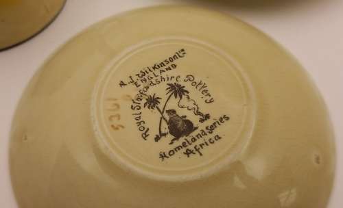 Rare Antique A.J Wilkinson Homeland Series Africa Royal Staffordshire Trio (Cup Damaged)