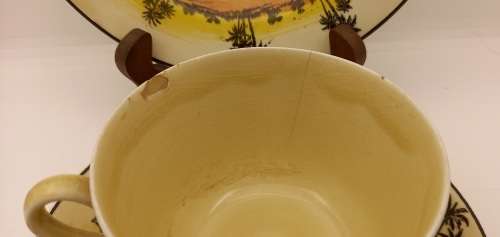 Rare Antique A.J Wilkinson Homeland Series Africa Royal Staffordshire Trio (Cup Chipped and Cracked)