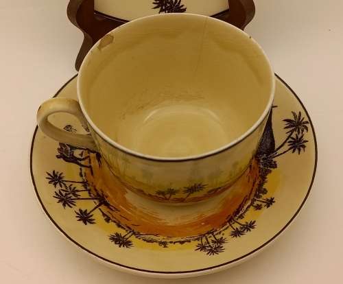 Rare Antique A.J Wilkinson Homeland Series Africa Royal Staffordshire Trio (Cup Chipped and Cracked)
