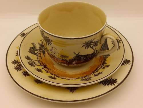 Rare Antique A.J Wilkinson Homeland Series Africa Royal Staffordshire Trio (Cup Chipped and Cracked)