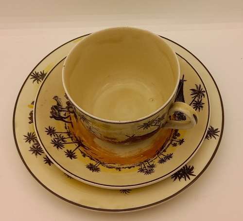 Rare Antique A.J Wilkinson Homeland Series Africa Royal Staffordshire Trio (Cup Chipped and Cracked)