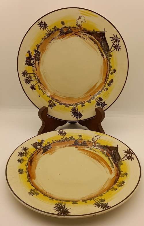 Rare Antique A.J Wilkinson Homeland Series Africa Royal Staffordshire 2 Side plates