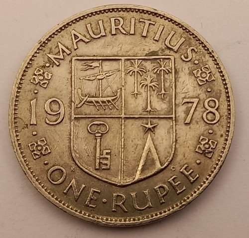 1978  Mauritius 1 Rupee - Elizabeth II 1st portrait
