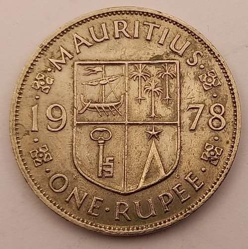 1978  Mauritius 1 Rupee - Elizabeth II 1st portrait