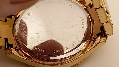 Fossil 5ATM ES3590 Stella Rose Dial Gold-tone Stainless Steel Ladies Quarts Watch- Working