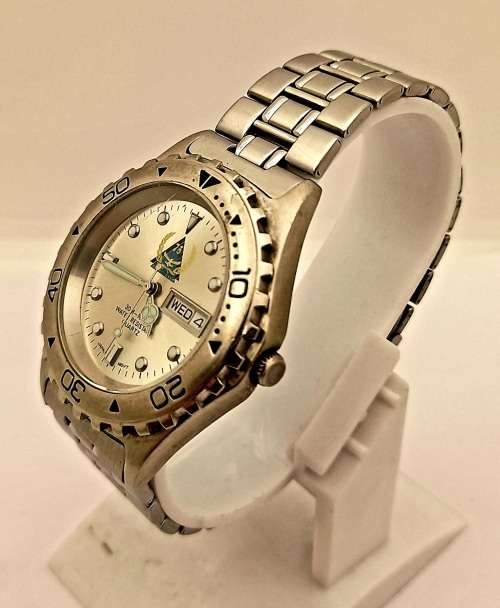 Pre-owned Mens SAAF 75 Years (Logo) Quarts watch with Stainless steel Strap-  WORKING