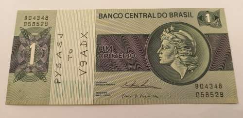 1975 Brazil 1 Cruzeiro 2nd edition, 1st family, 2nd type UNC - there are some writing on the note