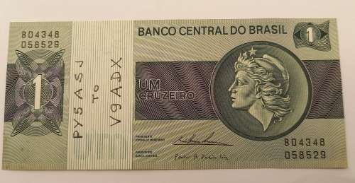 1975 Brazil 1 Cruzeiro 2nd edition, 1st family, 2nd type UNC - there are some writing on the note