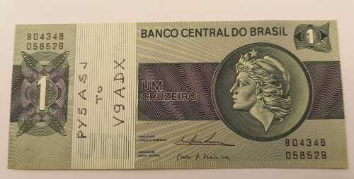 1975 Brazil 1 Cruzeiro 2nd edition, 1st family, 2nd type UNC - there are some writing on the note