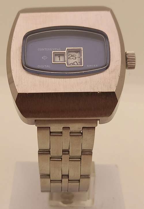 Pre-owned Vintage 1970's Continental Swiss Mechanical watch with digital display -working with case