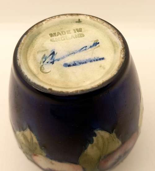 Collectable Moorcroft Ceramic Vase  Potter to HM Queen -England  115mm x 114
