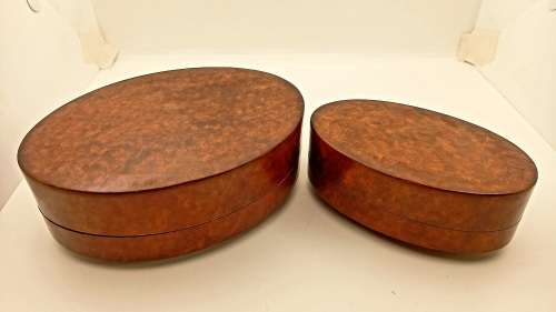 2 X Florence Trinket Boxes with .925 Sterling Silver Plates -Genuine Calf Leather