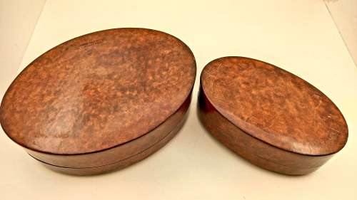 2 X Florence Trinket Boxes with .925 Sterling Silver Plates -Genuine Calf Leather