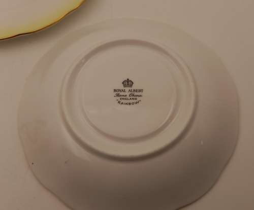 Royal Albert Rainbow Yellow tea Trio (cup has a chip on bottom rim)