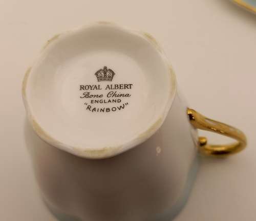 Royal Albert Rainbow Light Blue tea Trio