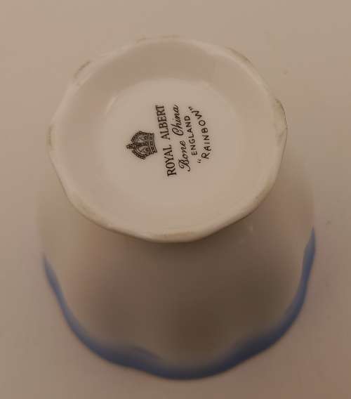 Royal Albert Rainbow Blue  tea Cup (small Chip on Base)