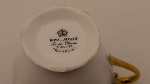 Royal Albert Rainbow Blue  tea Cup (small Chip on Base)