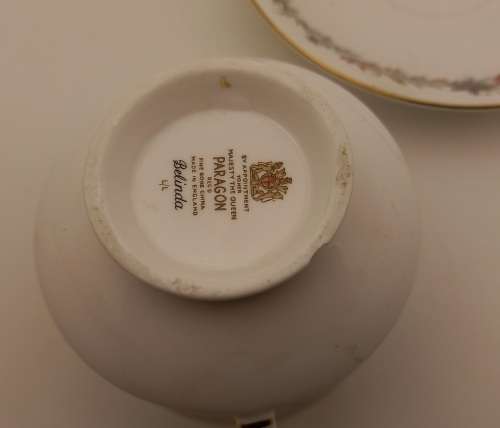 Vintage Paragon BELINDA Stoke-on-Trent Duo-By Appointment to the Queen-cup has a chip on bottom