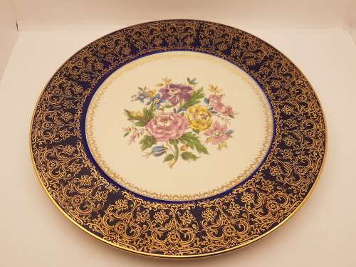 large 270mm Vintage COSMOPOLITAN Service Plate 23 Karat Gold - Made in the U.S.A