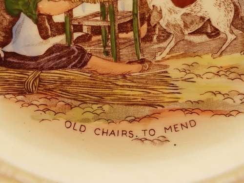 Vintage Crown Devon Fieldings Cries of London Plate -'' Old Chairs to Mend ''-Hand Painted England