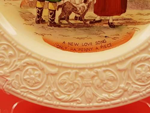Vintage Crown Devon Fieldings Cries of London Plate -'' A new Love song ''-Hand Painted England