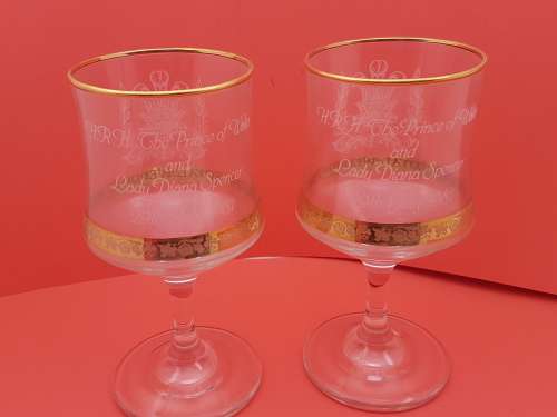 A Pair of 1981 Royal Wedding Commemorative Goblets -Still in Box