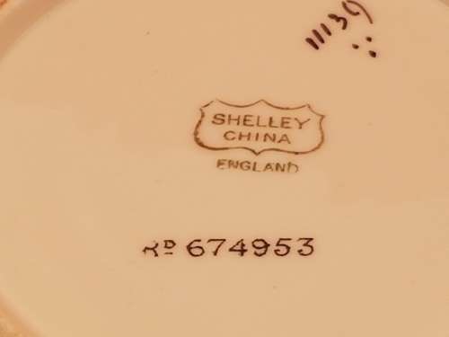 Vintage Shelley Art Deco China large Sugar Bowl Rd 674953 - England 65x132mm