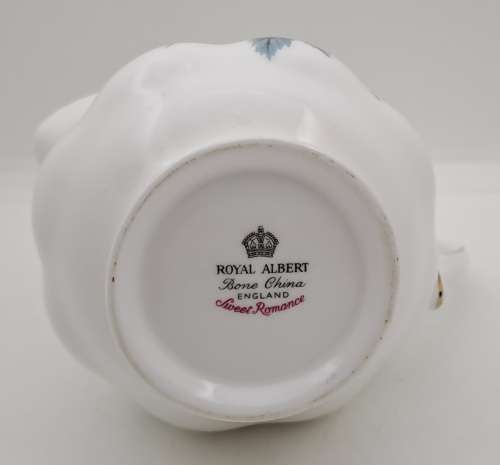 Vintage Royal Albert Bone China `Sweet Romance` Creamer -Gold trim have some wear
