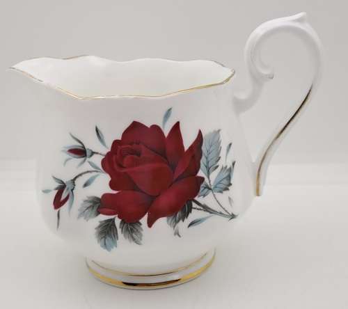 Vintage Royal Albert Bone China `Sweet Romance` Creamer -Gold trim have some wear