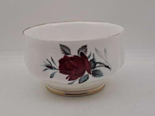 Vintage Royal Albert Bone China `Sweet Romance` Sugar Bowl  -Gold trim have some wear