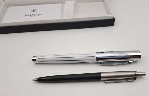 Original Balmain Ball point Pen in Case -Paris- Branded -Liberty - Compare size with parker in Photo