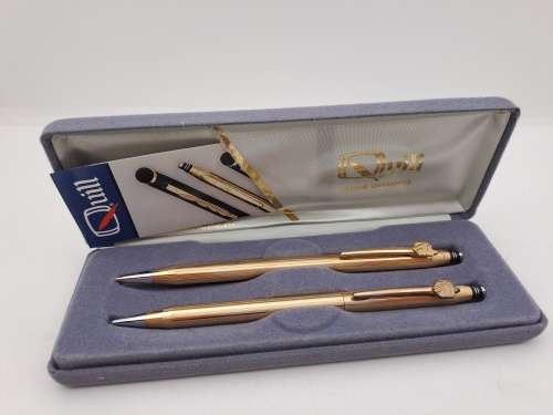 1/20 14ct Gold filled Quil Pen&Pencil set U.S.A- in Original Case - Lifetime Guarantee-Branded