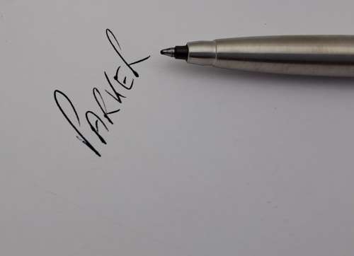 White Parker Rollerball in Case with extra refill - Branded Denel