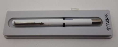 White Parker Rollerball in Case with extra refill - Branded Denel