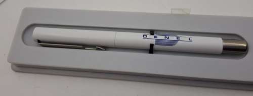 White Parker Rollerball in Case with extra refill - Branded Denel