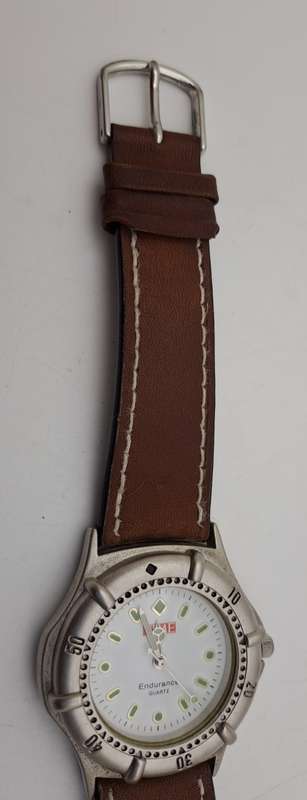 Pre-owned TIME Endurance Quartz Mens watch with Leather Strap  'Working' Japan Movement