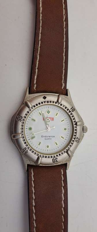 Pre-owned TIME Endurance Quartz Mens watch with Leather Strap  'Working' Japan Movement