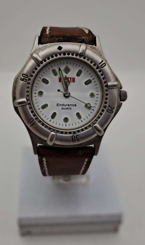 Pre-owned TIME Endurance Quartz Mens watch with Leather Strap  'Working' Japan Movement