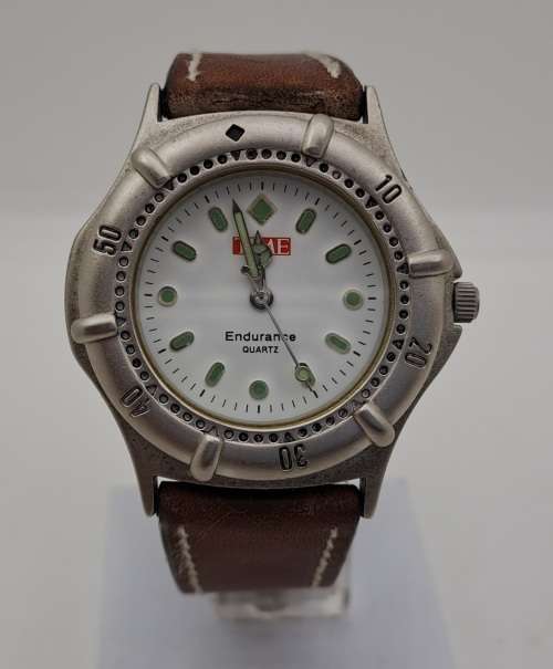 Pre-owned TIME Endurance Quartz Mens watch with Leather Strap  'Working' Japan Movement
