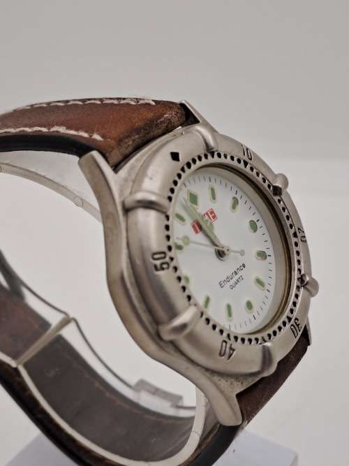 Pre-owned TIME Endurance Quartz Mens watch with Leather Strap  'Working' Japan Movement