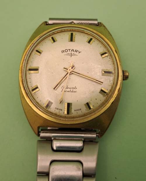 Vintage Swiss Made Rotary Incabloc Manual wind watch -17 Jewels- working -Speidel Band