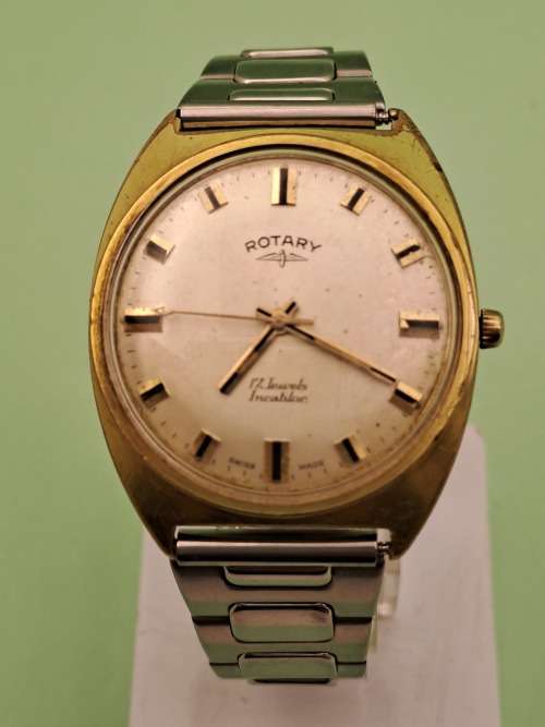 Vintage Swiss Made Rotary Incabloc Manual wind watch -17 Jewels- working -Speidel Band