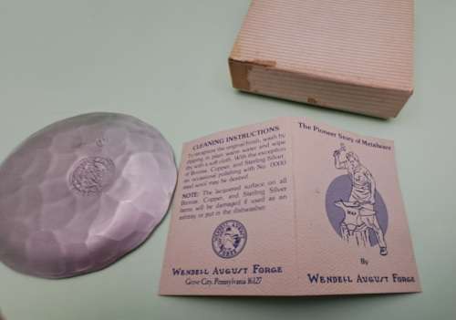 One of a Kind Hand Forged Pewter Plate by Wendel August Forge - U.S.A Emblem