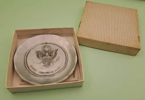 One of a Kind Hand Forged Pewter Plate by Wendel August Forge - U.S.A Emblem