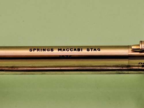 Engraved DR. P. KOORNHOFF 1976 Cross 1/20 14kt Gold Plated Pen with Coke Emblem Springs Stag