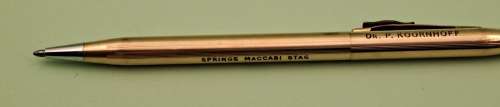 Engraved DR. P. KOORNHOFF 1976 Cross 1/20 14kt Gold Plated Pen with Coke Emblem Springs Stag
