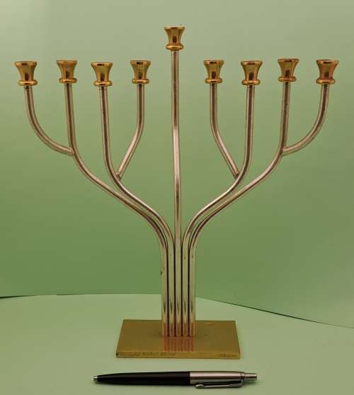 Vintage Korem 24kt Gold and Silver Plated Menorah Jerusalem 265mm tall x 240mm x 50mm