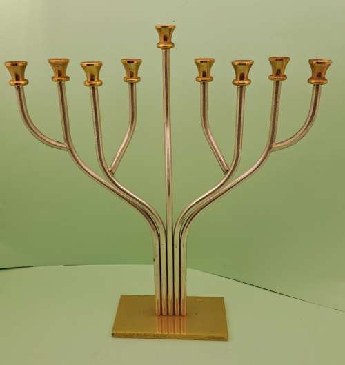 Vintage Korem 24kt Gold and Silver Plated Menorah Jerusalem 265mm tall x 240mm x 50mm
