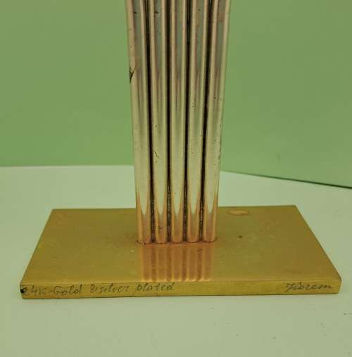 Vintage Korem 24kt Gold and Silver Plated Menorah Jerusalem 265mm tall x 240mm x 50mm